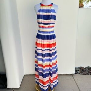 Vince Camuto Striped Halter Maxi Dress
